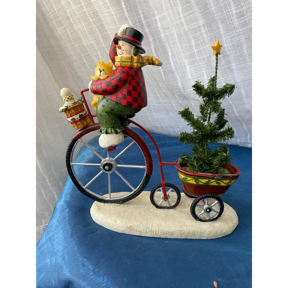 RAZ Imports Deb Strain Snowman Bicycle Christmas Tree Figurine Holiday Decor